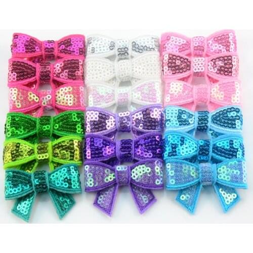 200pcs/lot 1.8'' Embroidery Sequin Bows For Headband Hair Bowknot Kids Headband Hair Accessories HDJ108