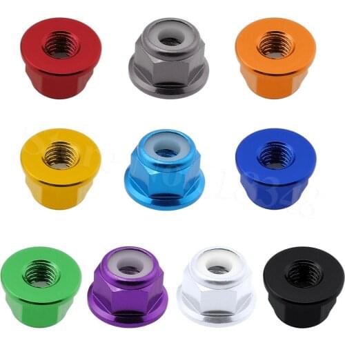 8-pack Aluminum Flange M3 Lock Nuts Nylon Self-Tightening Anodized RC Models Hardware RC Replacement