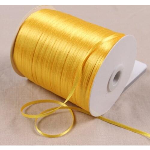 1/8" 3mm Satin Ribbon for packing and bow & Garment Accessories 20y/lot 16 yellow