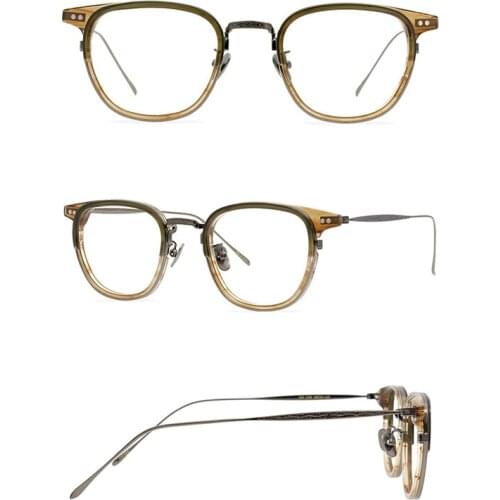 Belight Optical Women Men Japan Style Acetate with Titanium Retro Vintage Prescription Eyeglasses Spectacle Frame Eyewear 543