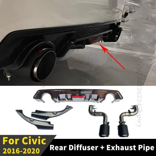 Side Rear Bumper Diffuser Lip Exhaust Pipe Sport Splitter Protector Trim Body Kit For Honda Civic 2016 2017 2018 2019 2020 Sedan