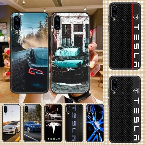 Tesla Inc. car logo rim Phone case For Huawei Honor 6 7 8 9 10 10i 20 A C X Lite Pro Play black pretty cover trend coque tpu