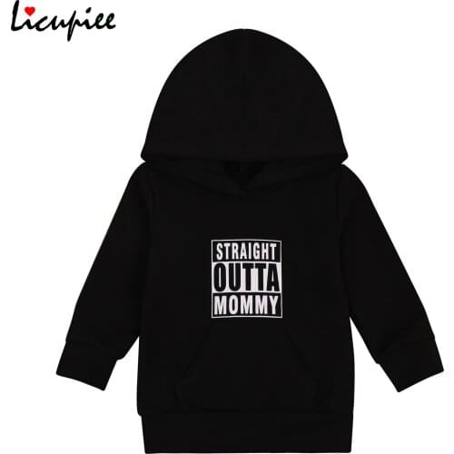 Kids Hoodie, Fall Unisex Top, V-neck Home Outdoor Elastic Words Printed Warm Kangaroo Pocket Hat Blouse 1-7 Years