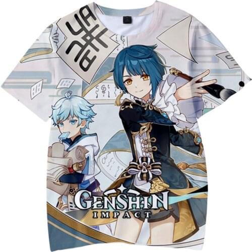 Game Genshin Impact 3D T Shirt Figure Cosplay Print Teens Men Women Short Sleeve T-shirts Unisex TShirt Amiya Tee