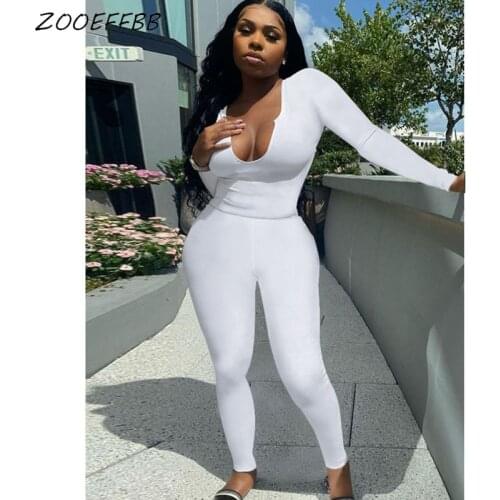 ZOOEFFB Tracksuit Women Sexy Two Piece Set Jogging Casual Fitness Sweatpants and Deep V Long Sleeve Top Streetwear Outfits Club