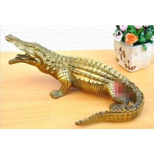 Nice Bronze Alligator Crocodile Statue Figure 9" Long Statues Copper sculpture home decoration fengshui Dragon