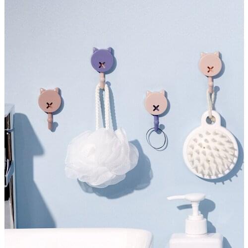 Creative Cute Cat Hook Cat Tail Hook Key Umbrella Clothing Hat Bathroom Strong Viscose Storage Hook Accessories Wall Decorative