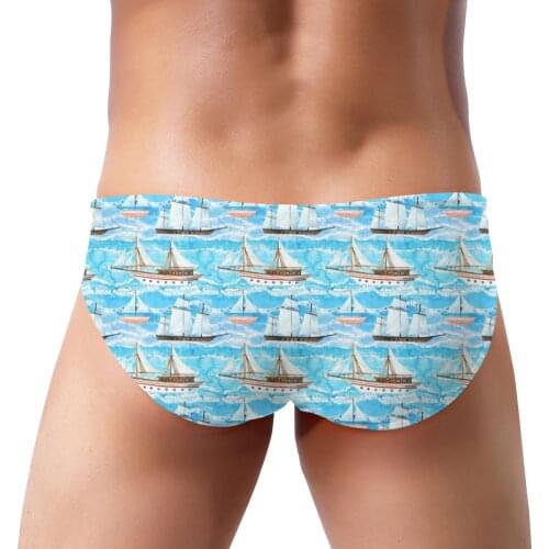 Hot Swimwear Lighthouse And Ship Sea Wave Shell Men Sexy Bikini Mens Swimsuits Swimming Briefs Surfing Trunks Homme Swim
