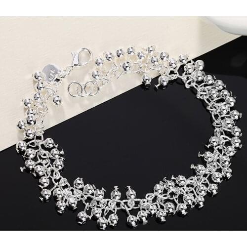 Hot charm 925 sterling silver Bracelets for women man grape bead chain lady Wedding party Christmas Gifts fashion Jewelry