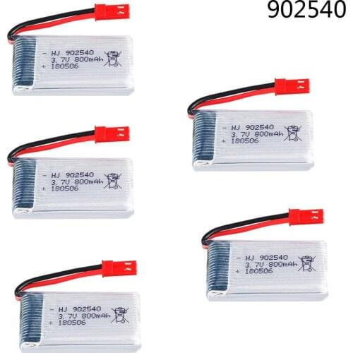 5PCS 3.7V 800mah lipo Battery 902540 for Syma x5 X5C X5SC X5SW X5HW X5UW CX-30 M68 X300 X400 X500 X800 HJ818 HJ819 3.7v Battery