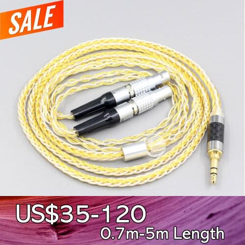 LN007305 8 Core OCC Silver Gold Plated Braided Earphone Cable For Focal Utopia Fidelity Circumaural Headphone