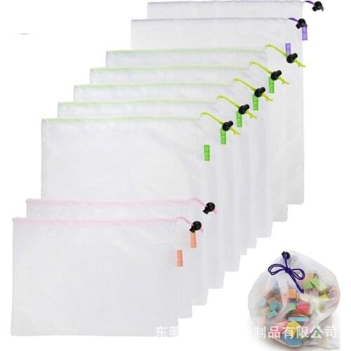 1PC Reusable Mesh Kitchen Storage Bags Washable Eco Friendly Bag For Grocery Supermarket Fruit Vegetable Toys Sundries Storage