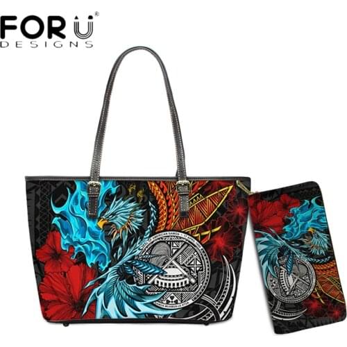 FORUDESIGNS Fashion Women Totes Bag And Purse Set American Samoa Polynesian Eagle 3D Print Luxury Handbag Large Capacity Bolsa