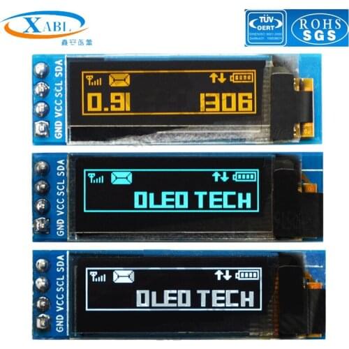 XABL 0.91 Inch OLED Module Resolution 128*32P OLED Display Module SSD1306 SPI PM Material IIC 4Pin Factory Custom Size