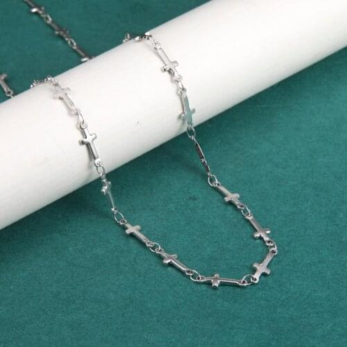 My Shape Cross Chain Necklaces for Women Men Gold Silver Color Stainless Steel Necklace Choker Fashion Jewelry DIY Accessories