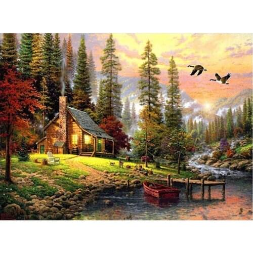 5D DIY Diamond Painting Landscape Cross Stitch 40x30 Patterns Full Drill Resin Diamond Painting kits for Embroidery with Beads