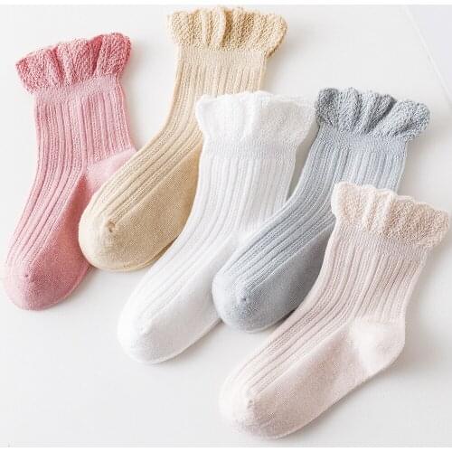 New 5 Pairs Lace Baby Socks for Girls Cotton Princess Socks for Toddlers Mix Colors 3-12 Years Cute Toddler Kids Socks