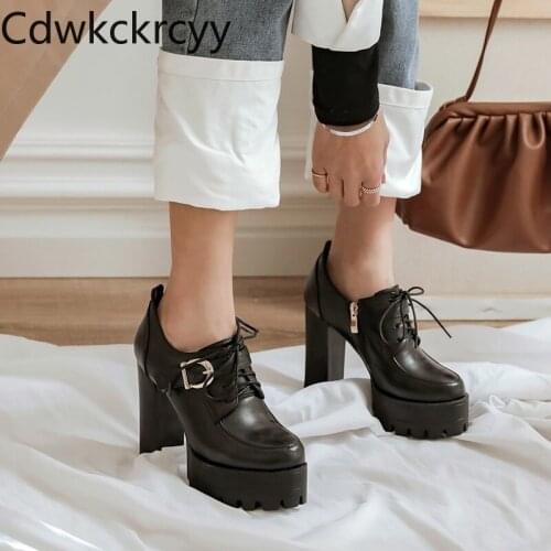 Spring and fall The New fashion Round head overheight with 12CM Women shoes black Lace up banquet Sexy High heel Single shoes