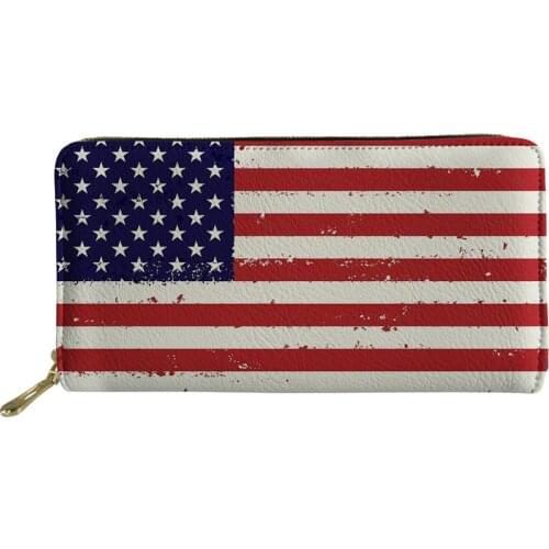 New Ladies Luxury Wallet Handbags Girl Phone Bag Flag Printing Ms Money Bags Female Card Package Women Leather Clutch