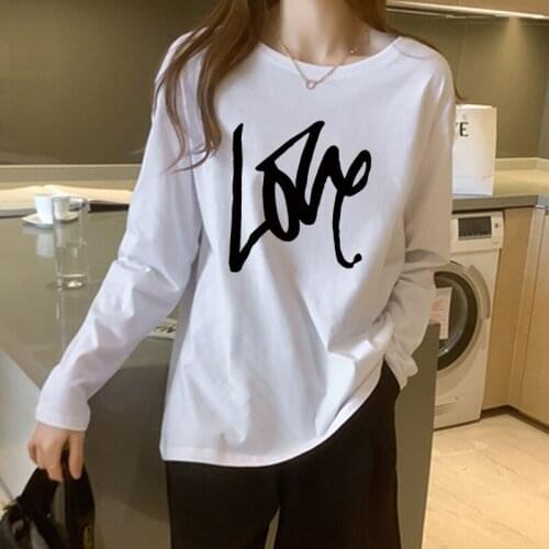 Couple Clothes Matching LOVE Letter Printing Long Sleeve Around-neck Woman Tshirts Casual Harajuku Shirts for Womens T-shirts