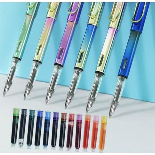 13Pcs/Set Mixed Color Business Office Fountain Pen Student School Stationery Supplies Colourful/Blue/Black Ink Nib Fountain pens