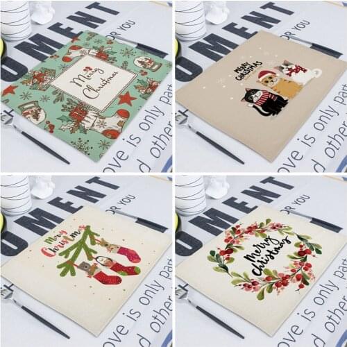 Santa Cup Coaster Christmas Decorations For Home Placemats Table Napkins Individual Placemats For Kitchen Table Mat For Mugs