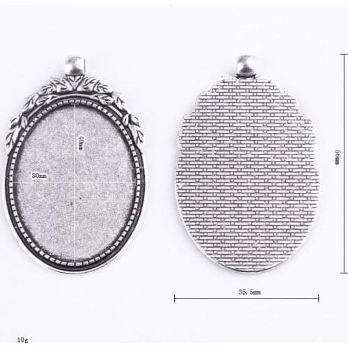 Fit 30x40mm Pendant Single Loop Leaf Antique Silver Pendants Setting CabochonCameo Base Tray Bezel Blank DIY Jewelry Finding