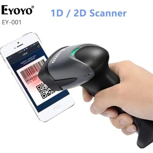 EYOYO 001 Portable Hand-held 2D Barcode Scanner Wired USB Scanner QR Code PDF417 DataMatrix Laser Bar Code Scanner 2D For Mac OS