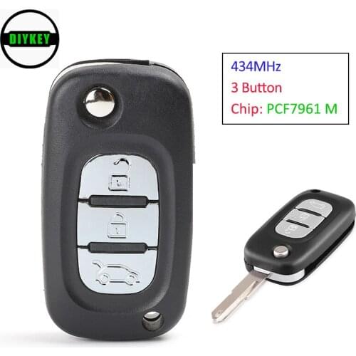 DIYKEY Remote Key 3 Button Fob 434MHz PCF7961M for Renault Symbol Megane 3 Captur Kadjar 2013 2014 2015 2016 2017
