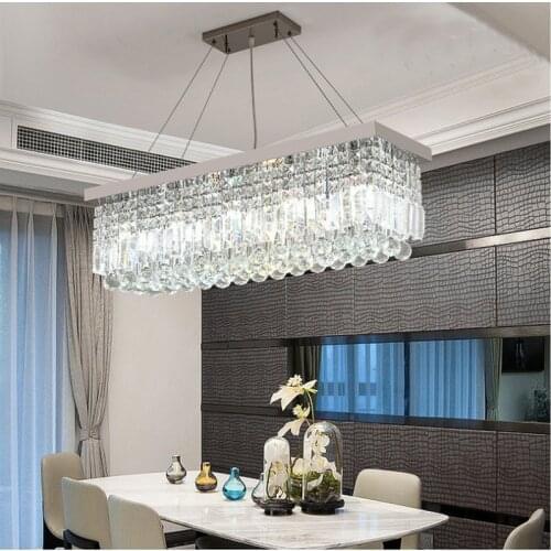 Light luxury crystal chandelier restaurant lamp rectangular simple modern creative home dining room bar chandelier