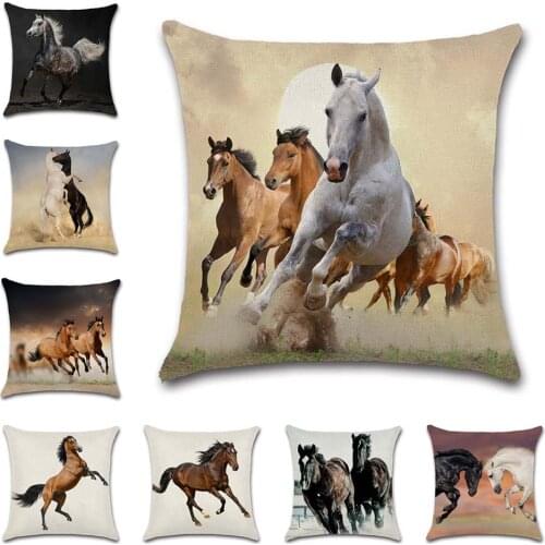 Horse Print Animal style beige decoration for home house Party cushion cover Pillow case Chair sofa for kids friend gift present