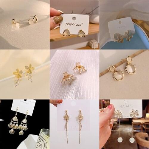 XIYANIKE Opai Flower Geometric Dangle Earrings For Women Gold Color Alloy Drop Earrings 2021 Trendy Fashion Party Gift Jewelry