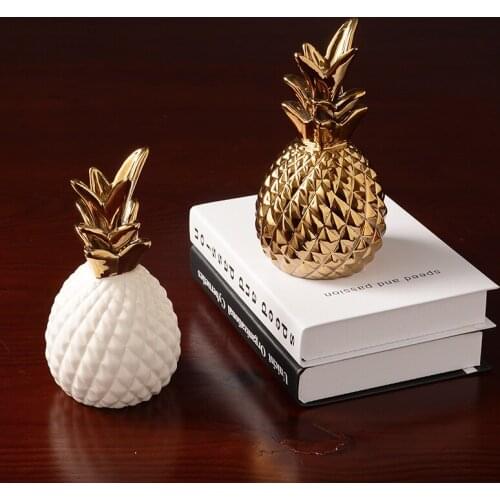 Modern Creative Ceramic Pineapple Crafts Handicraft Plant Fruit Ornament Desktop Porcelain Figurines Home Decoration Accessories