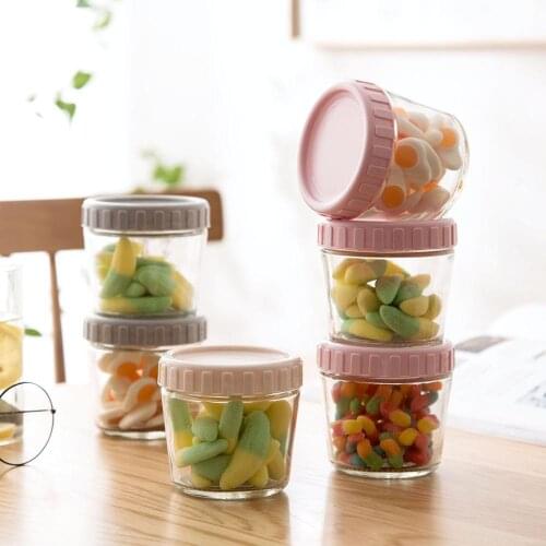 3PCS/Lot Glass Food Storage Container Stackable Sealed Jar Kitchen Transparent Sealed Cans Candy Grains Storage Tank Box