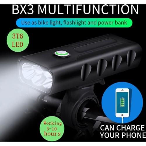 LED Front USB Bicycle Light XM-L 3T6 LED Bike Light Built in 18650 Battery Aluminum Alloy Cycling Light