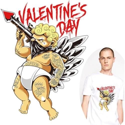 DIY Punk Valentines Day Iron on Heat Transfer For Clothing Motorcycle Patches On Clothes Ironing Thermal Stickers On T-shirt F
