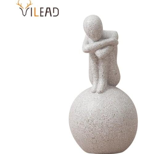 VILEAD Resin European Style Abstract Thinker Statue Sculpture Figurine Office Home Decoration Accessories Interior Living Room