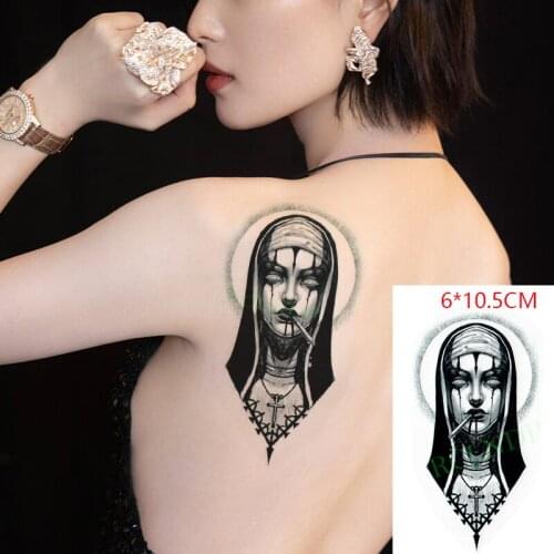 Waterproof Temporary Tattoo Sticker Blooding Sister Cross Christian Woman Cool Body Art Flash Tattoo Fake Tattoo for Women Men