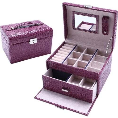 VoltaBox 2021 New Large Volume Leather Multi-layer Portable Separation Jewelry Box Cross Border Earnail Necklace Storage Box