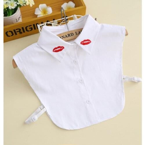 YSMILE Y New Arrive Embroidery Red Lips Women Fake Collar Adjust White Decorative Collar Fashion Shirt Sweater Accessories B73
