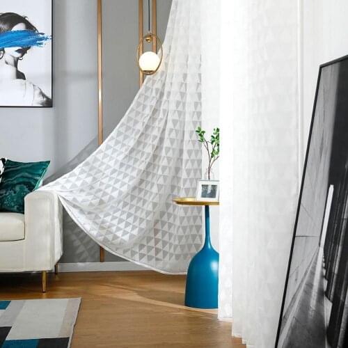 Triangle Print Polyester Tulle Curtain Window Bedroom Divider Drape Home Decor