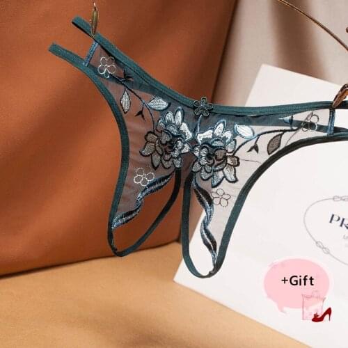 Women Sexy panties printing transparent mesh G-String Lady Thong lace temptation Erotic Bikini t pant Vanlentines Couple Panties