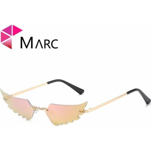 MARC NEW WOMEN Eyewear Rimless sunglasses Fashion design Mirror Trendy Brand Black Alloy fashion resin Cat eye metal Gradient