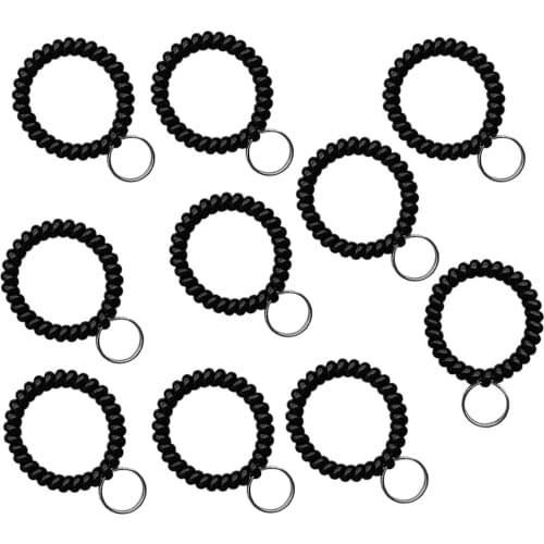 10Pcs Wrist Band Key Ring Chains Outdoor Sports Spiral Wrist Coil Keychains for Gym Fitness Running Scuba Diving Hiking Walking