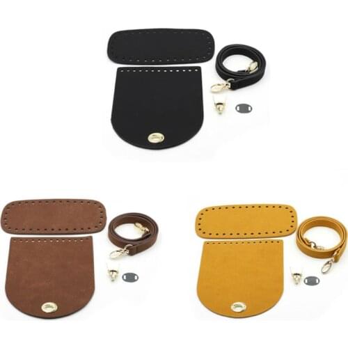 3Pcs/Set Artificial Leather Shoulder Bag Bottom Strap Replacement for DIY Knitting Crochet Handbag Sewing Accessories