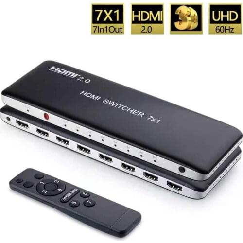 7x1 HDMI 2.0 Switch Switcher Audio Video Converter 7 in 1 out 3D 4K 60Hz for PS3 PS4 Computer PC DVD HD Players TV STB TO HDTV