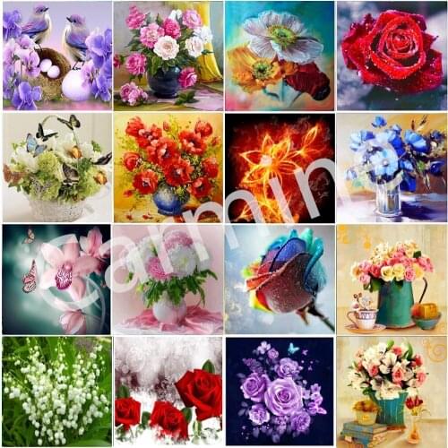DIY 5D Diamond Painting Flowers Cross Stitch Embroidery Mosaic Picture Homemade Art Full Round&Square Drill Home Decoration Gift