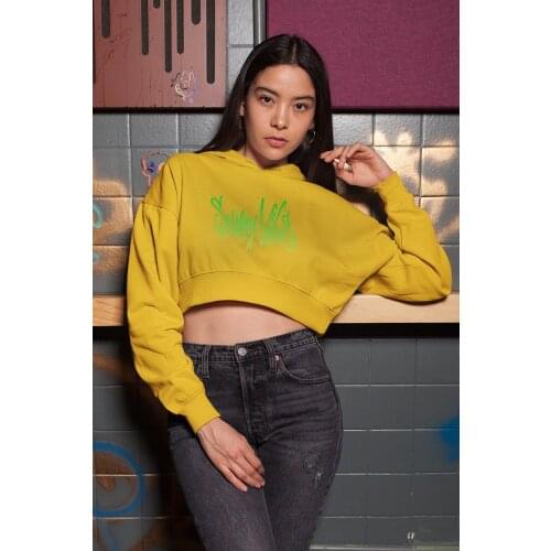 Angemiel Wear Summer Vibes Yellow Short Hooded Sweatshirt