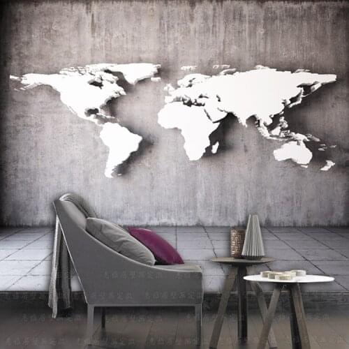 Large 5d 8d Vintage World Map Murals Cement 3d Wall Photo Mural 3d wall paper Murals for Background Wall paper 3d papel Murals