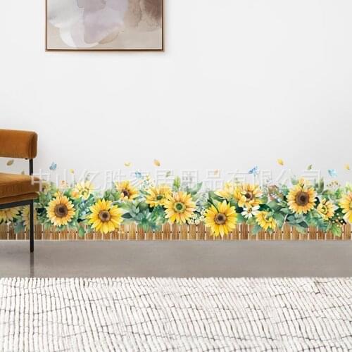 Large Sunflower Wall Sticker Creative Plant Flower Wall Decal Stickers for Living Room Kindergarten Corner Decoration Skirting